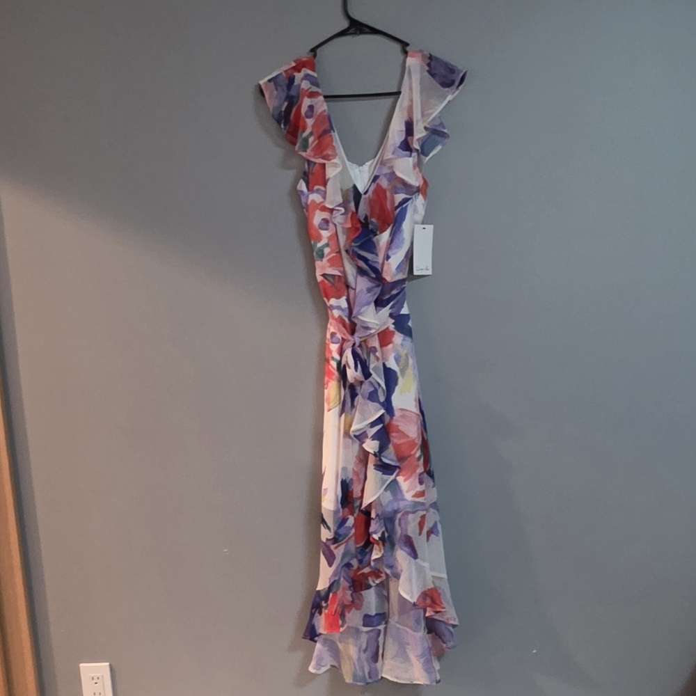 Floral Ruffle Maxi Dress - Purple/Pink